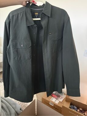 Lee Men's Olive Green Lightweight Shirt Jacket